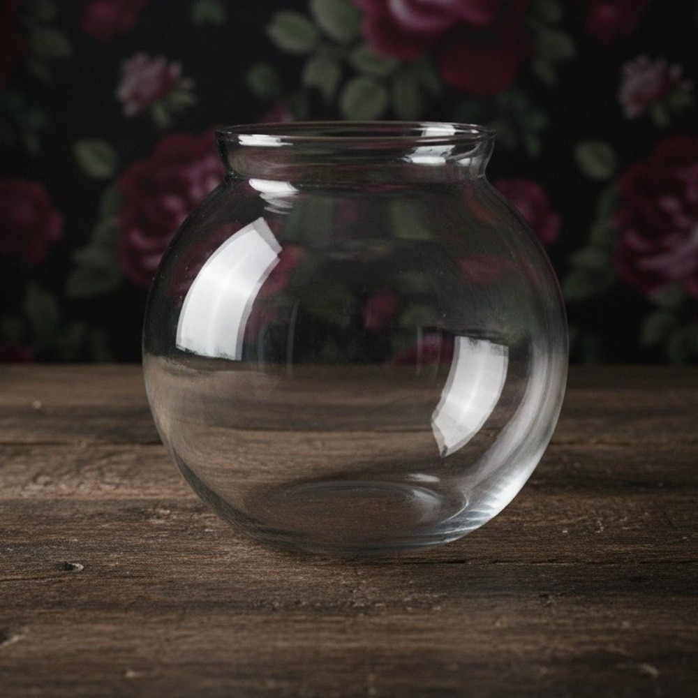 Princess House Heritage Crystal Vase Fish Bowl Etched Floral
